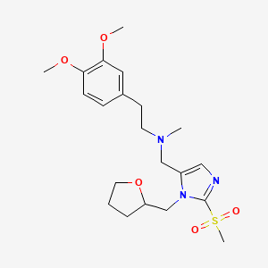 molecular formula C21H31N3O5S B3806304 2-(3,4-dimethoxyphenyl)-N-methyl-N-{[2-(methylsulfonyl)-1-(tetrahydro-2-furanylmethyl)-1H-imidazol-5-yl]methyl}ethanamine 