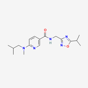 molecular formula C17H25N5O2 B3806329 6-[isobutyl(methyl)amino]-N-[(5-isopropyl-1,2,4-oxadiazol-3-yl)methyl]nicotinamide 