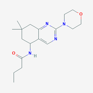 molecular formula C18H28N4O2 B3806336 N-[7,7-dimethyl-2-(4-morpholinyl)-5,6,7,8-tetrahydro-5-quinazolinyl]butanamide 