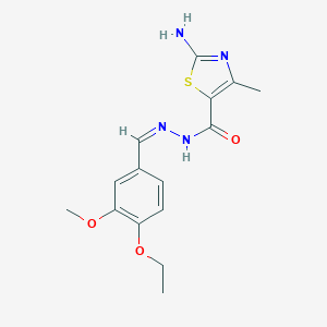 molecular formula C15H18N4O3S B380634 2-amino-N'-(4-ethoxy-3-methoxybenzylidene)-4-methyl-1,3-thiazole-5-carbohydrazide 