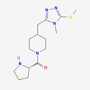 molecular formula C15H25N5OS B3806366 4-{[4-methyl-5-(methylthio)-4H-1,2,4-triazol-3-yl]methyl}-1-L-prolylpiperidine hydrochloride 