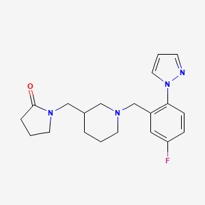 molecular formula C20H25FN4O B3806384 1-({1-[5-fluoro-2-(1H-pyrazol-1-yl)benzyl]piperidin-3-yl}methyl)pyrrolidin-2-one 