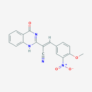 molecular formula C18H12N4O4 B380639 (E)-3-(4-methoxy-3-nitrophenyl)-2-(4-oxo-1H-quinazolin-2-yl)prop-2-enenitrile 