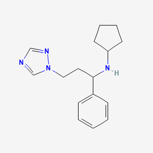 molecular formula C16H22N4 B3806393 N-[1-phenyl-3-(1H-1,2,4-triazol-1-yl)propyl]cyclopentanamine 