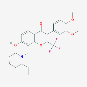molecular formula C26H28F3NO5 B380642 3-(3,4-dimethoxyphenyl)-8-[(2-ethylpiperidin-1-yl)methyl]-7-hydroxy-2-(trifluoromethyl)-4H-chromen-4-one 