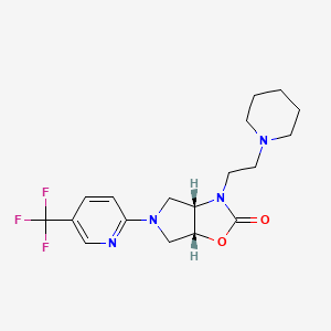 molecular formula C18H23F3N4O2 B3806431 (3aS*,6aR*)-3-[2-(1-piperidinyl)ethyl]-5-[5-(trifluoromethyl)-2-pyridinyl]hexahydro-2H-pyrrolo[3,4-d][1,3]oxazol-2-one 