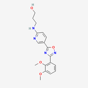 molecular formula C18H20N4O4 B3806440 3-({5-[3-(2,3-dimethoxyphenyl)-1,2,4-oxadiazol-5-yl]-2-pyridinyl}amino)-1-propanol 