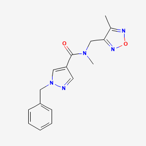 molecular formula C16H17N5O2 B3806450 1-benzyl-N-methyl-N-[(4-methyl-1,2,5-oxadiazol-3-yl)methyl]-1H-pyrazole-4-carboxamide 