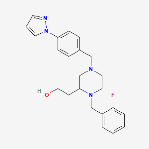 molecular formula C23H27FN4O B3806467 2-{1-(2-fluorobenzyl)-4-[4-(1H-pyrazol-1-yl)benzyl]-2-piperazinyl}ethanol 