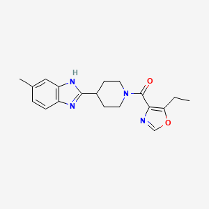 molecular formula C19H22N4O2 B3806482 2-{1-[(5-ethyl-1,3-oxazol-4-yl)carbonyl]-4-piperidinyl}-5-methyl-1H-benzimidazole trifluoroacetate 