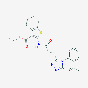 Ethyl 2-[[2-[(5-methyl-[1,2,4]triazolo[4,3-a]quinolin-1-yl)sulfanyl]acetyl]amino]-4,5,6,7-tetrahydro-1-benzothiophene-3-carboxylate