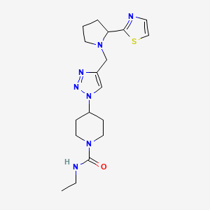 molecular formula C18H27N7OS B3806515 N-ethyl-4-(4-{[2-(1,3-thiazol-2-yl)-1-pyrrolidinyl]methyl}-1H-1,2,3-triazol-1-yl)-1-piperidinecarboxamide trifluoroacetate 