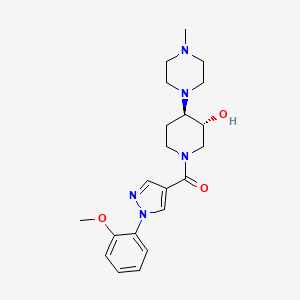 molecular formula C21H29N5O3 B3806523 (3R*,4R*)-1-{[1-(2-methoxyphenyl)-1H-pyrazol-4-yl]carbonyl}-4-(4-methyl-1-piperazinyl)-3-piperidinol 