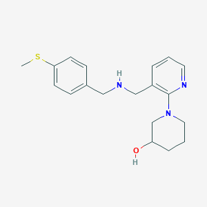molecular formula C19H25N3OS B3806539 1-[3-({[4-(methylthio)benzyl]amino}methyl)-2-pyridinyl]-3-piperidinol 