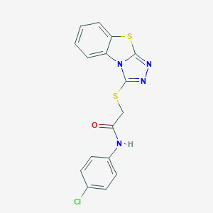 molecular formula C16H11ClN4OS2 B380655 N-(4-chlorophenyl)-2-([1,2,4]triazolo[3,4-b][1,3]benzothiazol-3-ylsulfanyl)acetamide 