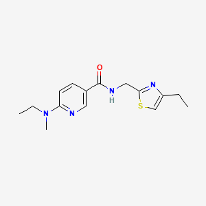 molecular formula C15H20N4OS B3806568 6-[ethyl(methyl)amino]-N-[(4-ethyl-1,3-thiazol-2-yl)methyl]nicotinamide 