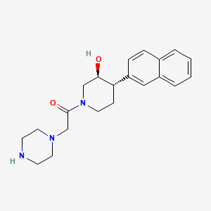 molecular formula C21H27N3O2 B3806570 rel-(3S,4S)-4-(2-naphthyl)-1-(1-piperazinylacetyl)-3-piperidinol hydrochloride 