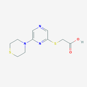 molecular formula C10H13N3O2S2 B3806578 {[6-(4-thiomorpholinyl)-2-pyrazinyl]thio}acetic acid 