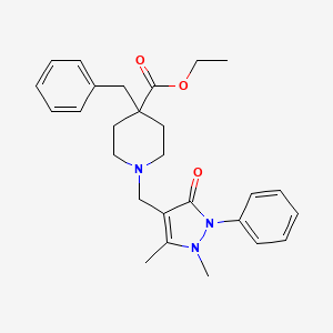 ethyl 4-benzyl-1-[(1,5-dimethyl-3-oxo-2-phenyl-2,3-dihydro-1H-pyrazol-4-yl)methyl]-4-piperidinecarboxylate