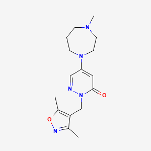 molecular formula C16H23N5O2 B3806608 2-[(3,5-dimethyl-4-isoxazolyl)methyl]-5-(4-methyl-1,4-diazepan-1-yl)-3(2H)-pyridazinone 