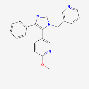 molecular formula C22H20N4O B3806625 2-ethoxy-5-[4-phenyl-1-(pyridin-3-ylmethyl)-1H-imidazol-5-yl]pyridine 