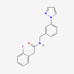 molecular formula C18H16FN3O B3806658 2-(2-fluorophenyl)-N-[3-(1H-pyrazol-1-yl)benzyl]acetamide 