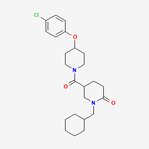 molecular formula C24H33ClN2O3 B3806668 5-{[4-(4-chlorophenoxy)-1-piperidinyl]carbonyl}-1-(cyclohexylmethyl)-2-piperidinone 