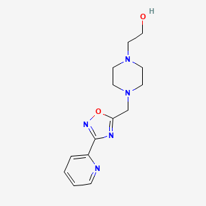 molecular formula C14H19N5O2 B3806675 2-(4-{[3-(2-pyridinyl)-1,2,4-oxadiazol-5-yl]methyl}-1-piperazinyl)ethanol 