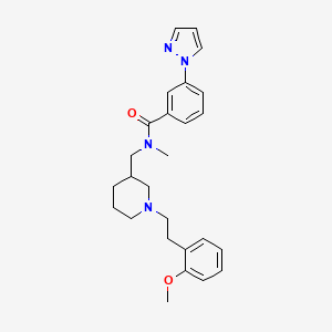 molecular formula C26H32N4O2 B3806683 N-({1-[2-(2-methoxyphenyl)ethyl]-3-piperidinyl}methyl)-N-methyl-3-(1H-pyrazol-1-yl)benzamide 