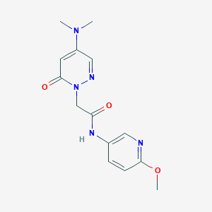 molecular formula C14H17N5O3 B3806691 2-[4-(dimethylamino)-6-oxo-1(6H)-pyridazinyl]-N-(6-methoxy-3-pyridinyl)acetamide 