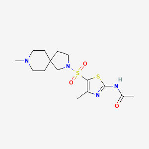 molecular formula C15H24N4O3S2 B3806695 N-{4-methyl-5-[(8-methyl-2,8-diazaspiro[4.5]dec-2-yl)sulfonyl]-1,3-thiazol-2-yl}acetamide 