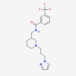 molecular formula C20H25F3N4O B3806703 N-({1-[3-(1H-pyrazol-1-yl)propyl]-3-piperidinyl}methyl)-3-(trifluoromethyl)benzamide 