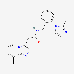 molecular formula C21H21N5O B3806711 N-[2-(2-methyl-1H-imidazol-1-yl)benzyl]-2-(8-methylimidazo[1,2-a]pyridin-3-yl)acetamide 