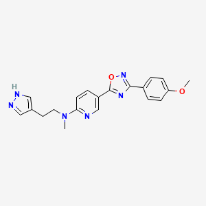 molecular formula C20H20N6O2 B3806788 5-[3-(4-methoxyphenyl)-1,2,4-oxadiazol-5-yl]-N-methyl-N-[2-(1H-pyrazol-4-yl)ethyl]-2-pyridinamine 