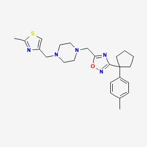 1-({3-[1-(4-methylphenyl)cyclopentyl]-1,2,4-oxadiazol-5-yl}methyl)-4-[(2-methyl-1,3-thiazol-4-yl)methyl]piperazine