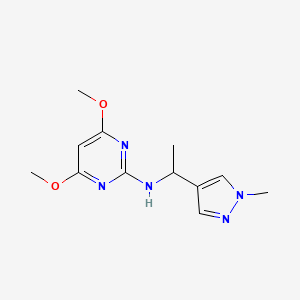 molecular formula C12H17N5O2 B3806796 4,6-dimethoxy-N-[1-(1-methyl-1H-pyrazol-4-yl)ethyl]-2-pyrimidinamine 