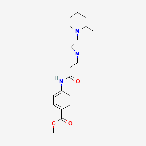 molecular formula C20H29N3O3 B3806802 methyl 4-({3-[3-(2-methylpiperidin-1-yl)azetidin-1-yl]propanoyl}amino)benzoate 