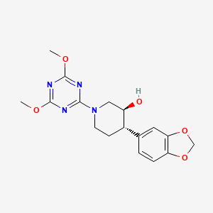 molecular formula C17H20N4O5 B3806809 (3S*,4S*)-4-(1,3-benzodioxol-5-yl)-1-(4,6-dimethoxy-1,3,5-triazin-2-yl)piperidin-3-ol 