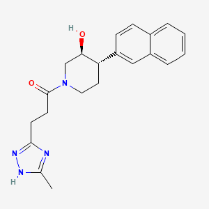 molecular formula C21H24N4O2 B3806815 (3S*,4S*)-1-[3-(5-methyl-1H-1,2,4-triazol-3-yl)propanoyl]-4-(2-naphthyl)piperidin-3-ol 