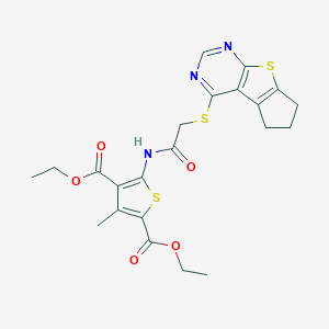 diethyl 5-{[(6,7-dihydro-5H-cyclopenta[4,5]thieno[2,3-d]pyrimidin-4-ylsulfanyl)acetyl]amino}-3-methylthiophene-2,4-dicarboxylate