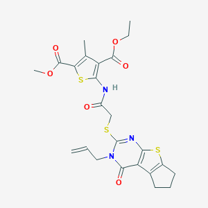4-ethyl 2-methyl 5-({[(3-allyl-4-oxo-3,5,6,7-tetrahydro-4H-cyclopenta[4,5]thieno[2,3-d]pyrimidin-2-yl)sulfanyl]acetyl}amino)-3-methyl-2,4-thiophenedicarboxylate