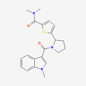 molecular formula C21H23N3O2S B3806848 N,N-dimethyl-5-{1-[(1-methyl-1H-indol-3-yl)carbonyl]-2-pyrrolidinyl}-2-thiophenecarboxamide 