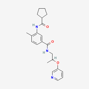 molecular formula C22H27N3O3 B3806849 3-[(cyclopentylcarbonyl)amino]-4-methyl-N-[2-(pyridin-3-yloxy)propyl]benzamide 