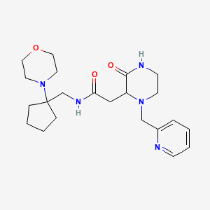 molecular formula C22H33N5O3 B3806863 N-{[1-(4-morpholinyl)cyclopentyl]methyl}-2-[3-oxo-1-(2-pyridinylmethyl)-2-piperazinyl]acetamide 