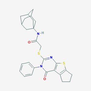 N-(adamantan-1-yl)-2-({12-oxo-11-phenyl-7-thia-9,11-diazatricyclo[6.4.0.0^{2,6}]dodeca-1(8),2(6),9-trien-10-yl}sulfanyl)acetamide