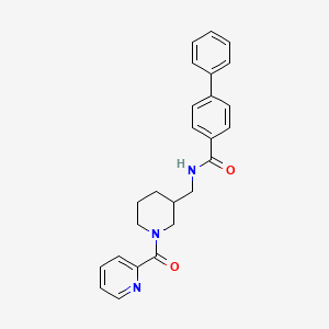 molecular formula C25H25N3O2 B3806891 N-{[1-(2-pyridinylcarbonyl)-3-piperidinyl]methyl}-4-biphenylcarboxamide 