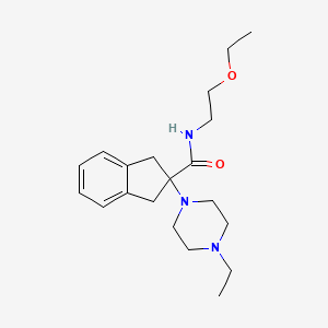 molecular formula C20H31N3O2 B3806897 N-(2-ethoxyethyl)-2-(4-ethyl-1-piperazinyl)-2-indanecarboxamide 