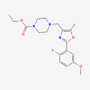 molecular formula C19H24FN3O4 B3806911 ethyl 4-{[2-(2-fluoro-5-methoxyphenyl)-5-methyl-1,3-oxazol-4-yl]methyl}-1-piperazinecarboxylate 