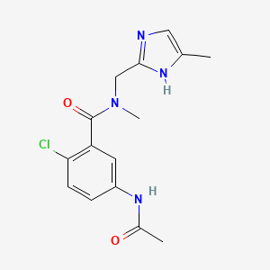 molecular formula C15H17ClN4O2 B3806919 5-(acetylamino)-2-chloro-N-methyl-N-[(4-methyl-1H-imidazol-2-yl)methyl]benzamide 
