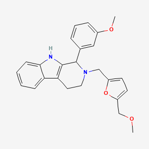 molecular formula C25H26N2O3 B3806929 2-{[5-(methoxymethyl)-2-furyl]methyl}-1-(3-methoxyphenyl)-2,3,4,9-tetrahydro-1H-beta-carboline 